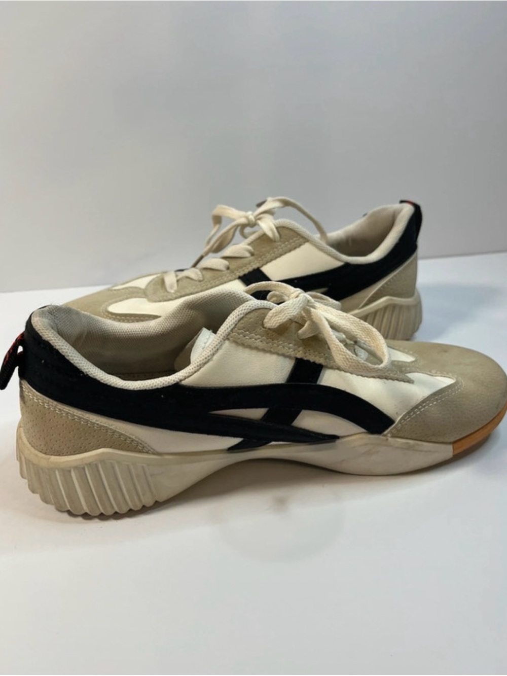 Cream and Black Women's Athletic Sneakers